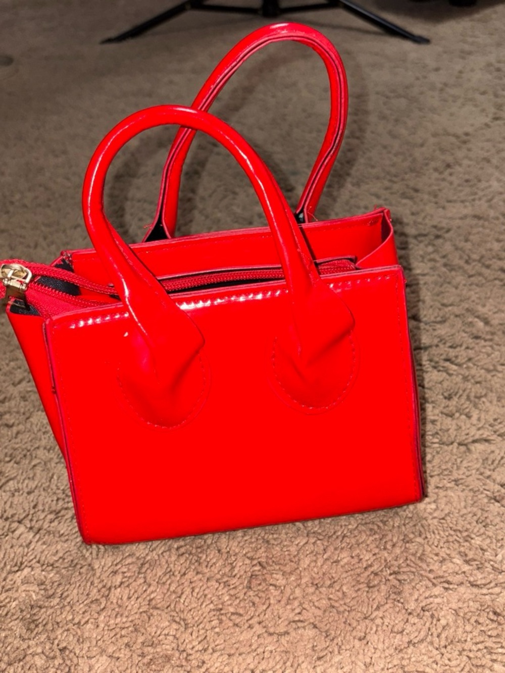 SHEIN Red Patent Mini Satchel Bag